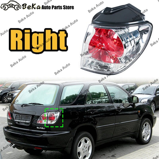 Applicable to for Toyota Harrier 98-02 and for Lexus Altezza RX300. Right outer taillight bulb missing.