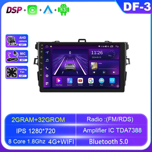 for Toyota for Corolla E140 150 2007-2012 CarPlay Car Radio GPS Stereo Player Screen