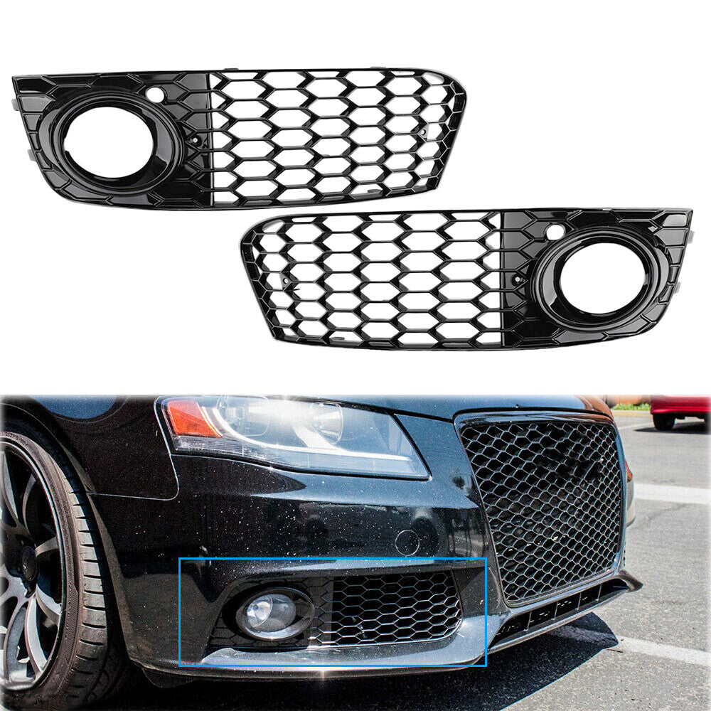 Two front fog light grille cover trim caps for 2009-2012 for Audi RS4 A4 B8