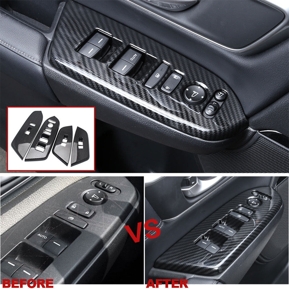 4x For 2017-2021 for Honda CRV Carbon Fiber Style Car Door Armrest Panel Trim Cover