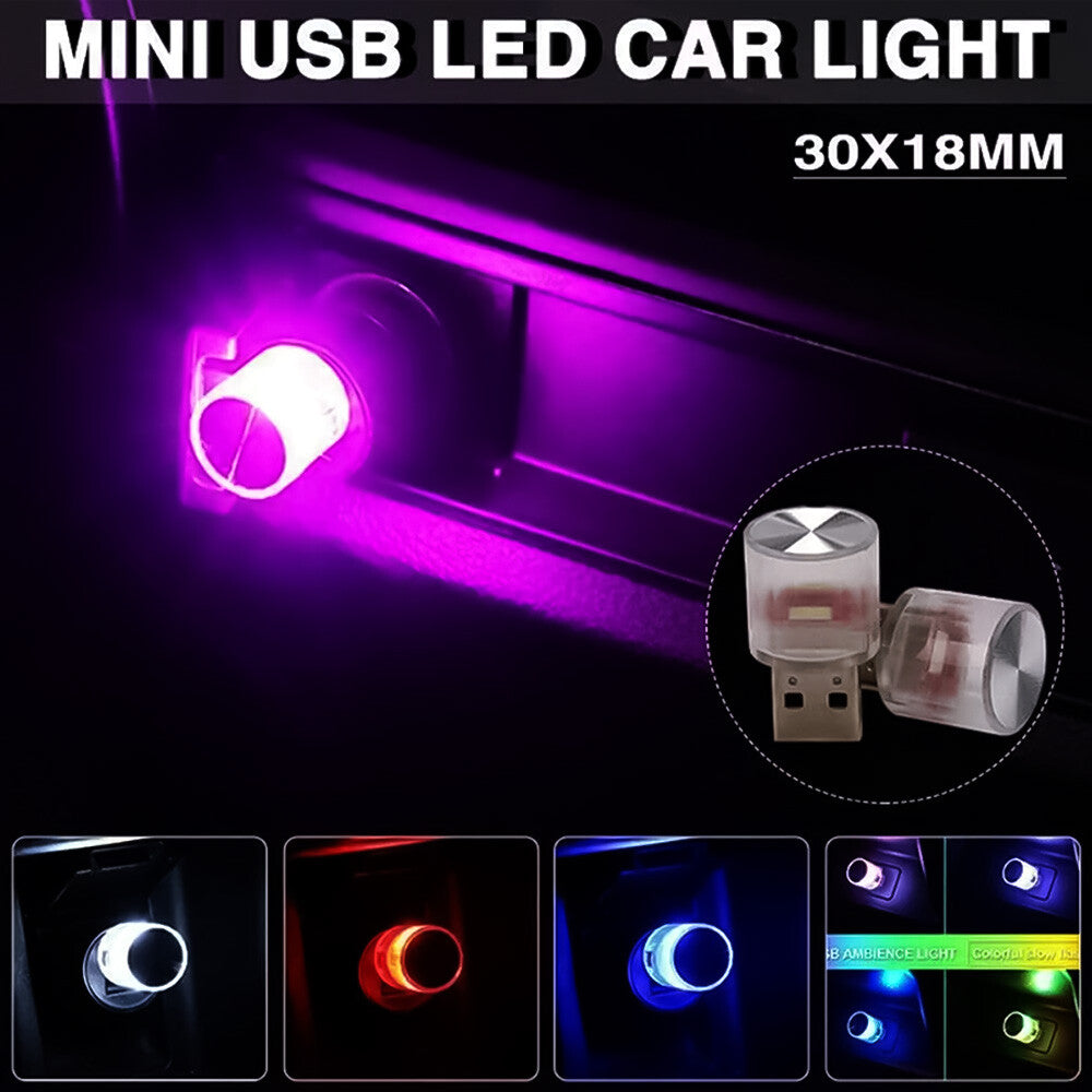 2Pcs x 7 Color Car Interior Accessories for Mini Light Neon Atmosphere Parts LED USB