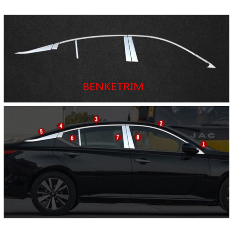 for Nissan Altima 2019-2024 Stainless Chrome Car top Window Sill Frame Trim 16PC