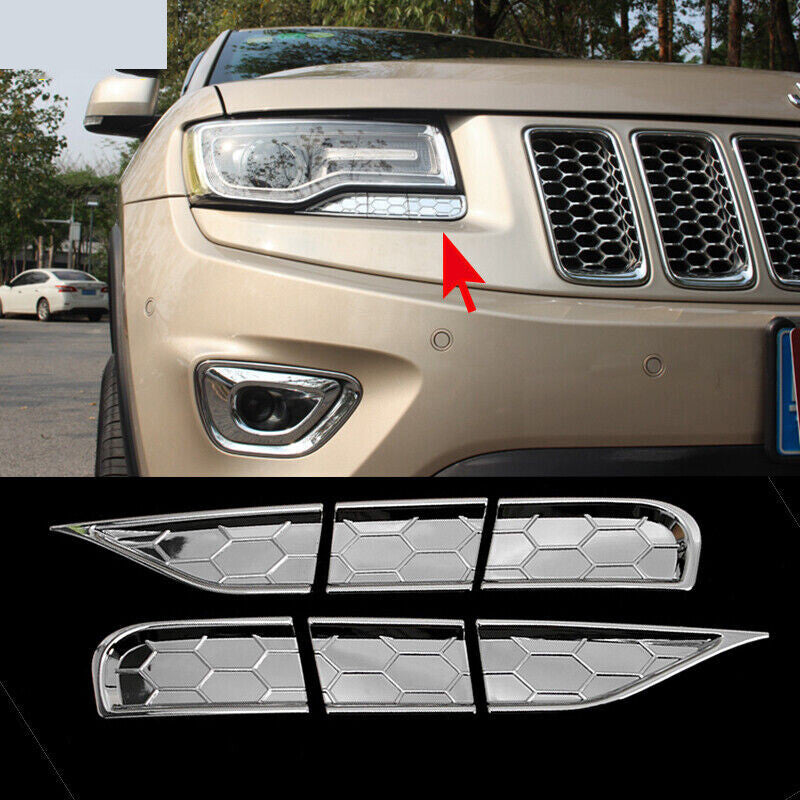 for Jeep Grand Cherokee 2014-2020 Chrome Front Headlight Cleaner Washer Trim 6P