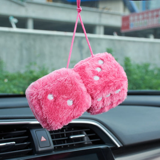 2.95¡± Fuzzy Plush Dice Retro Square Plush Hanging Mirror Fuzzy Dices Car Decor