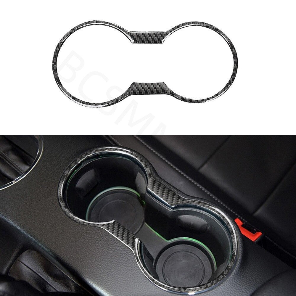 Real Carbon Fiber Cup Holder Cover Interior Trim Fit for Ford for Mustang 2015-2023