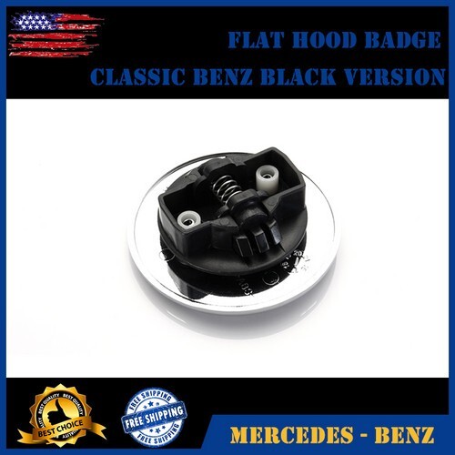 Black Classic Front Hood Emblem Flat Laurel Wreath Badge AMG 57mm