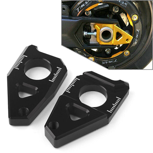 for Yamaha YZF R1 FZ8 FZ1 TMAX 530 Axle Spindle Chain Adjuster Blocks Black UK