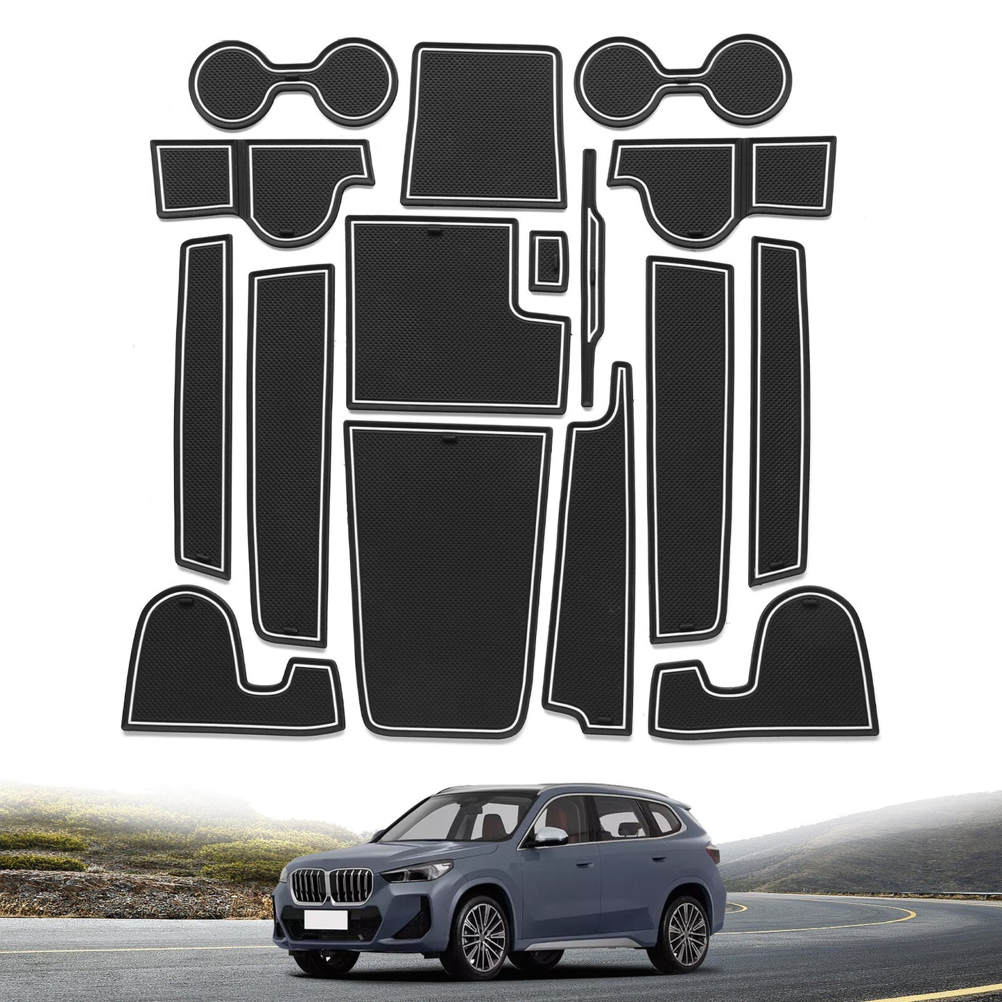 Anti-Slip Gate Slot Cup Mat for BMW X1 2023 2024 Car Door Pad Accessorie Set