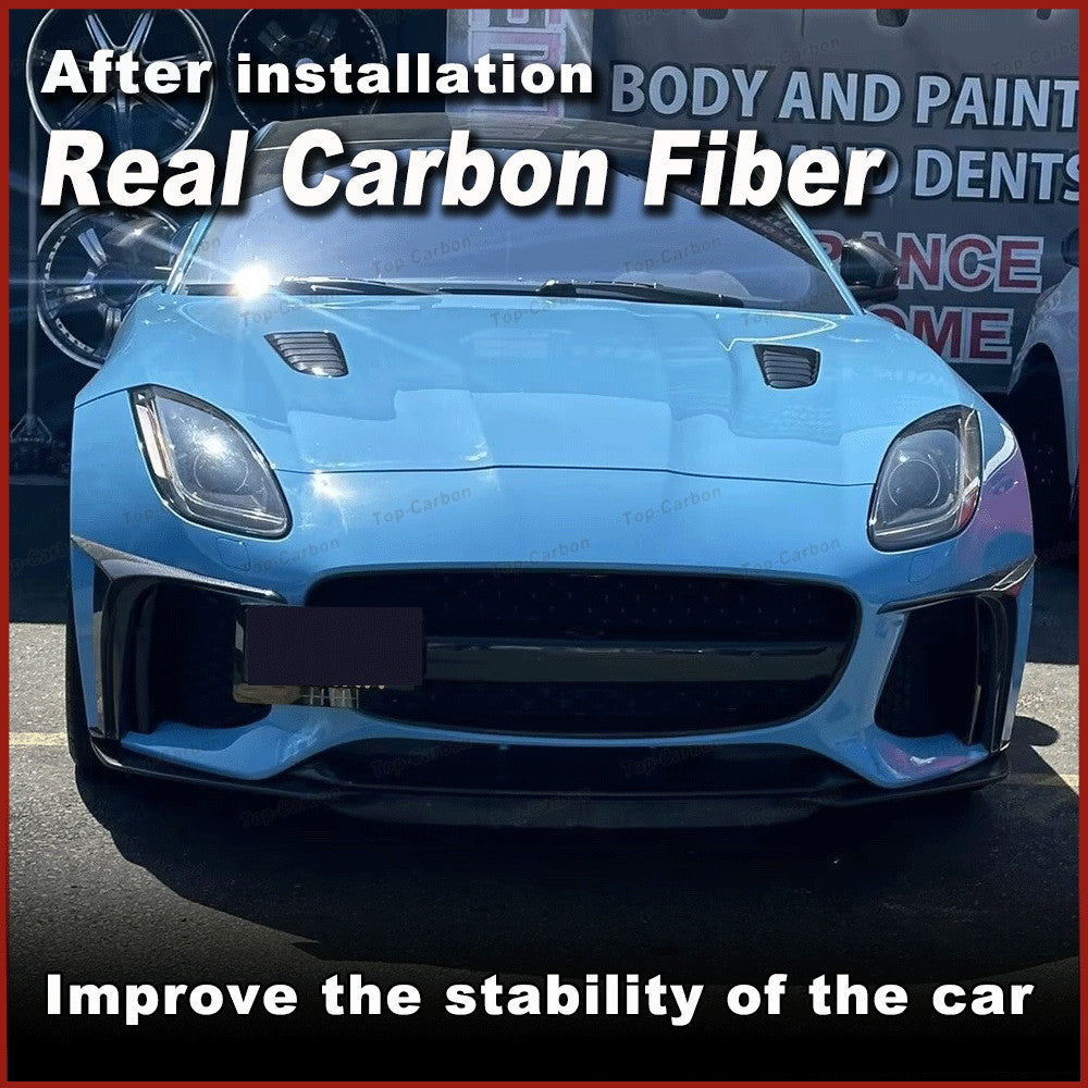 Fit for Jaguar for F-type X152 16-19 Real Carbon Front Bumper Fins Splitters Canard