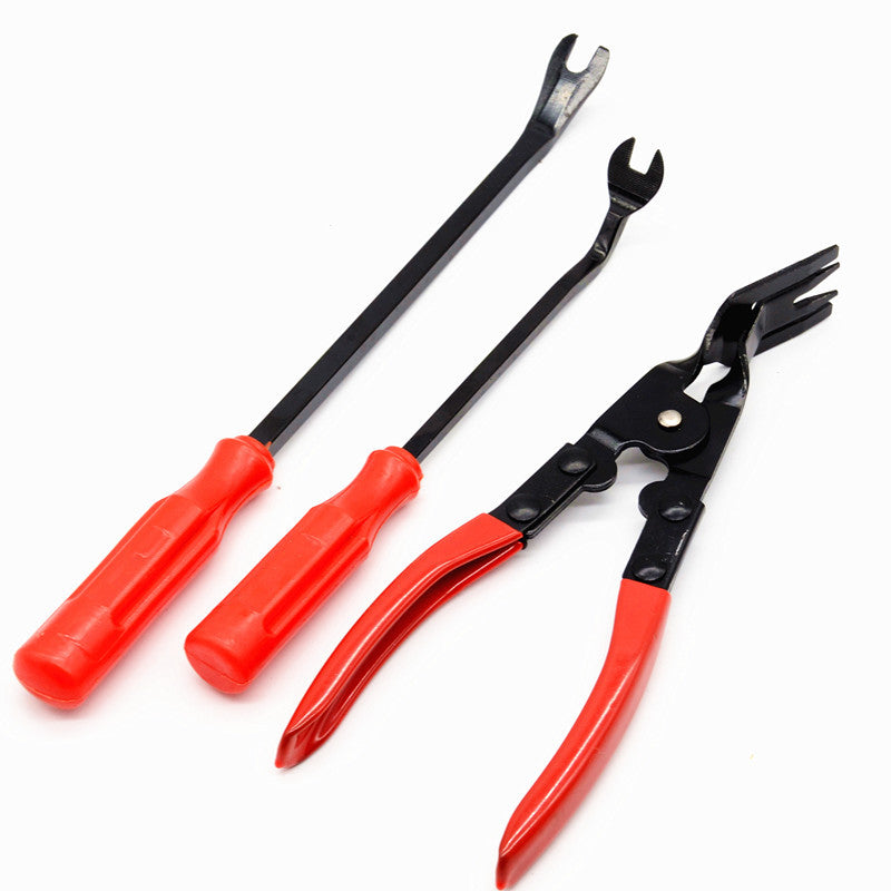 Car 3Pcs Professional Clip Plier Fastener Remover Handle Repair Crowbar Tool Kit