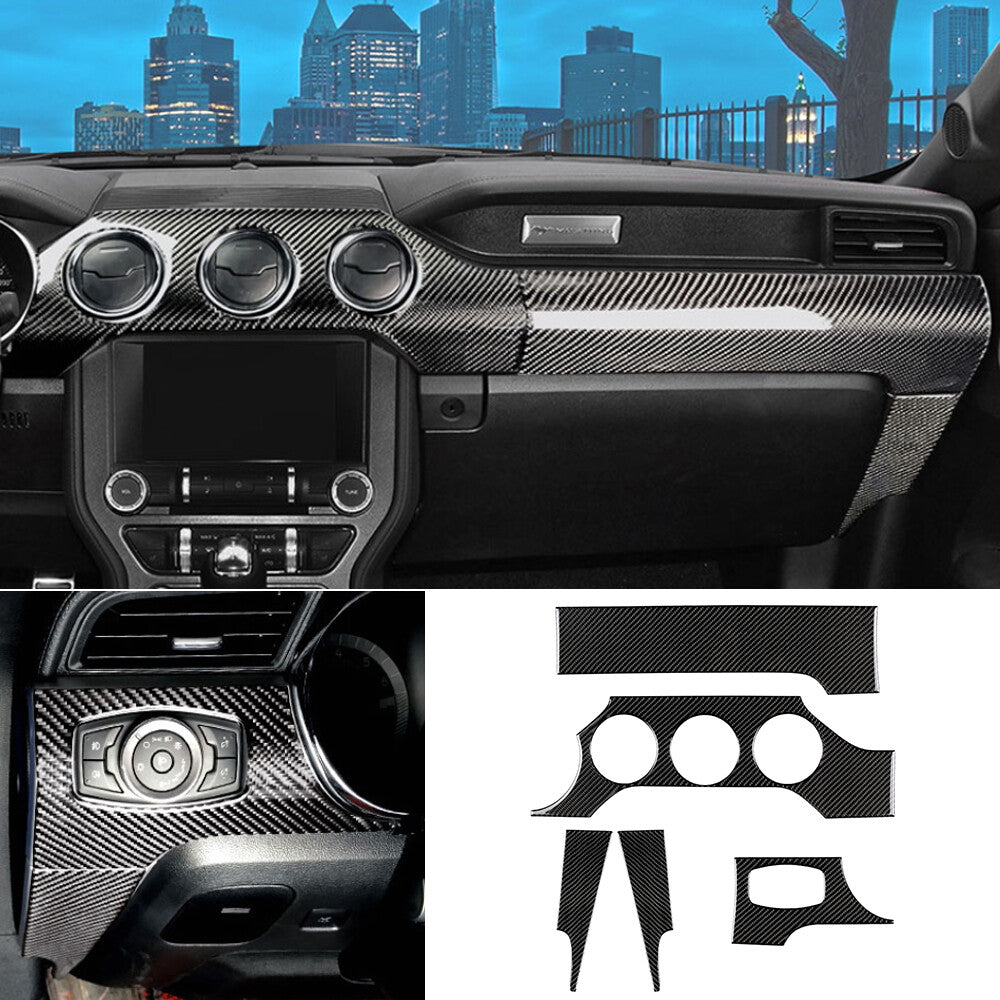 5¡ÁSoft Carbon Fiber Center Console Dashboard Panel Trim for Ford for Mustang 2015-22