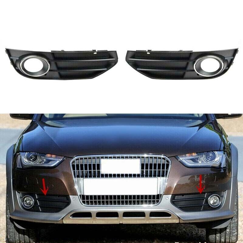 1Pair Front Bumper Fog Light Lamp Grille Cover for Audi A4 Allroad 2012-2016