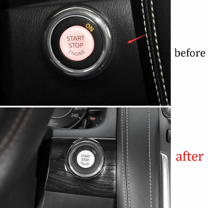 One-Click Startup Frame Cover Trim for Nissan Armada Y62 17-20 Black Wood Grain
