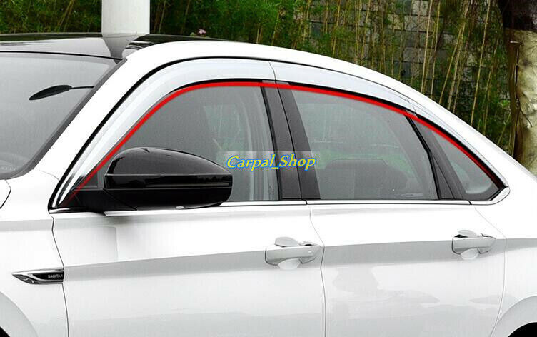 for VW for Jetta Mk7 19-2021 Chrome Window Visor Vent Shade Rain Guard Deflector 6X
