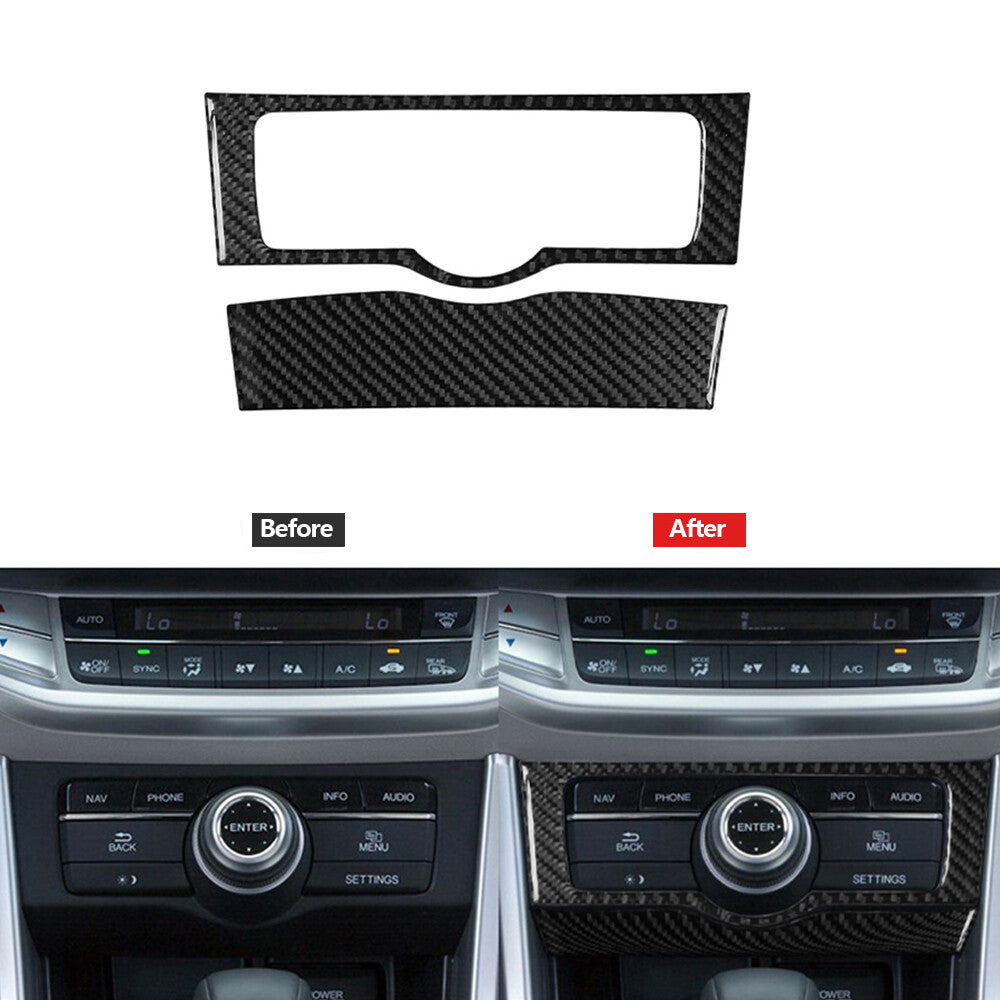 2Pcs Carbon Fiber Multifunction Button Trim Cover for Honda Accord 2013-2017