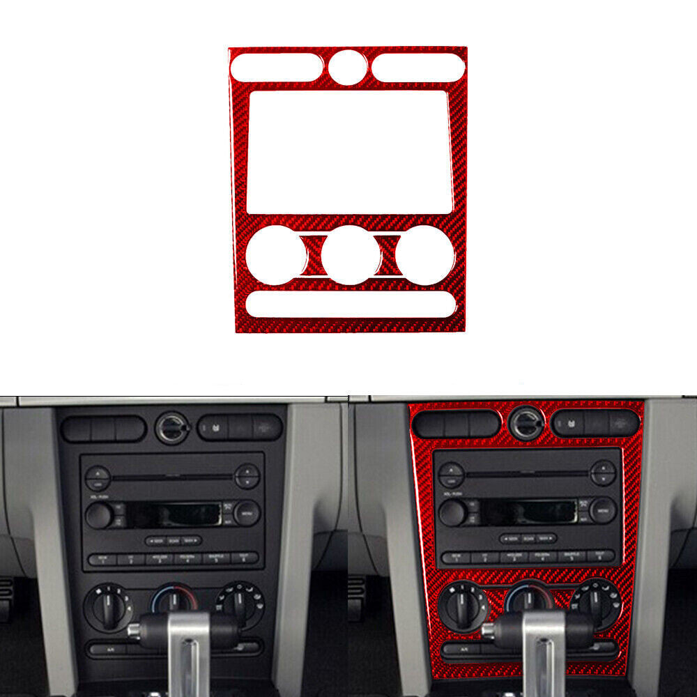 Red Carbon Fiber Center Control Panel Cover Trim Sticker for Ford for Mustang 05-09