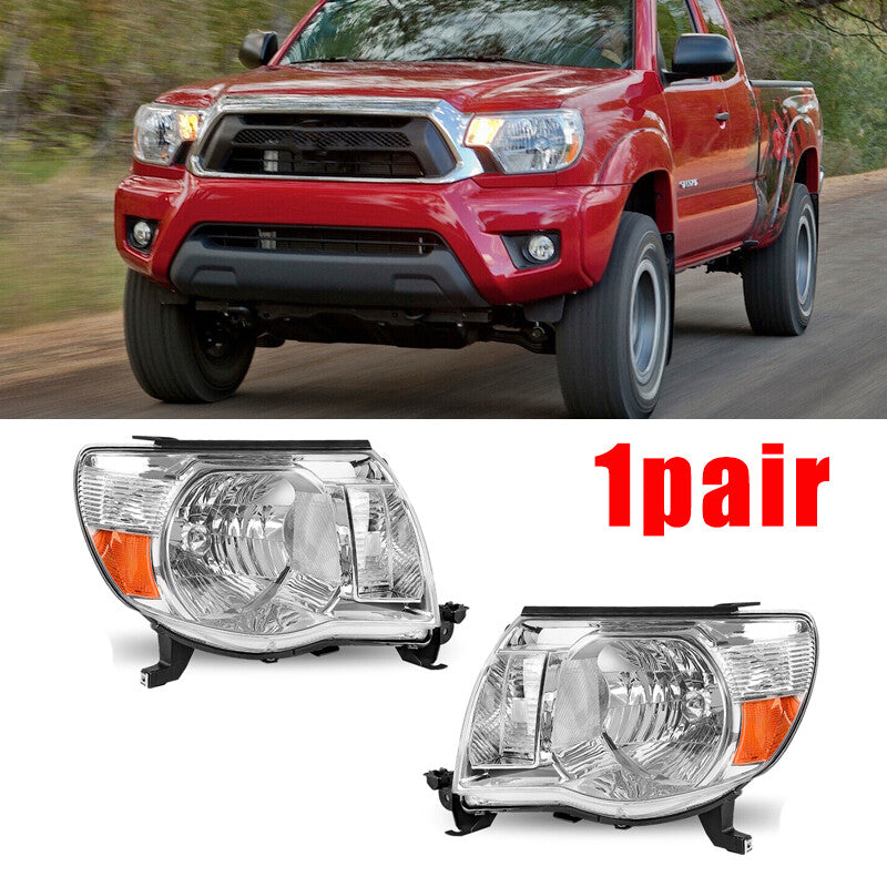 Pair of amber corner lights for chrome headlight assemblies on 2005-2011 for Toyota Tacoma vehicles.