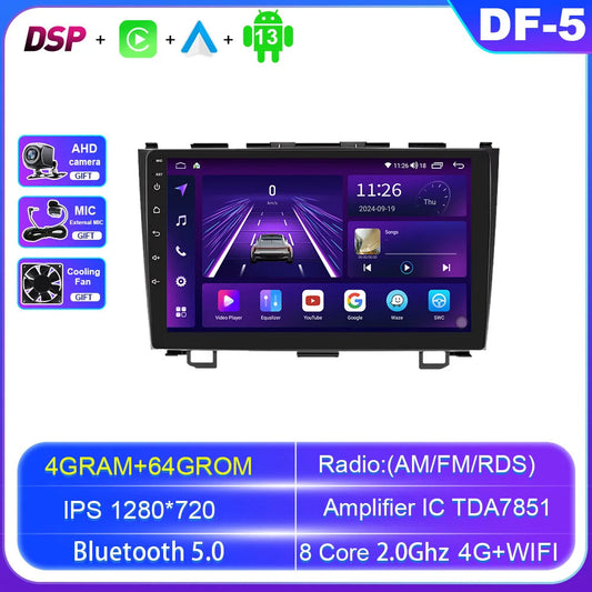 for Honda for CR-V 3 RE CRV 2007-2011 Stereo Car Radio CarPlay Screen Player GPS DSP
