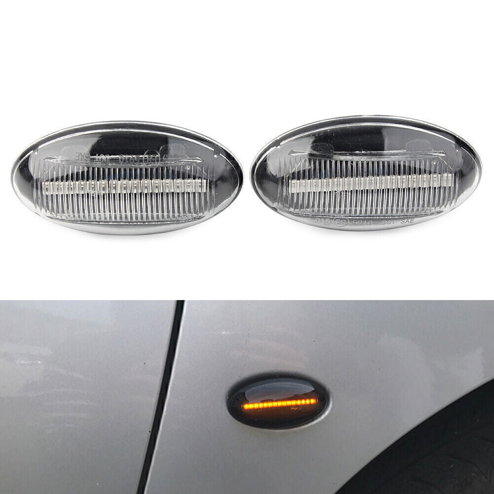 LED Dynamic Signal Side Marker Light Clear Fit for Peugeot 307 206 607 407 107 2PCS