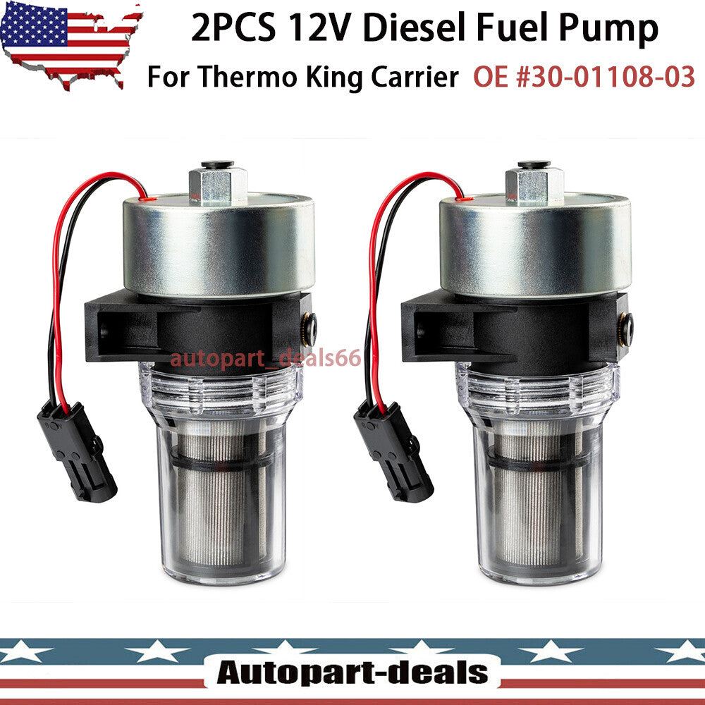 2x New 12V Diesel Fuel Pump For Thermo King 41-7059 Carrier 30-01108-03 40223