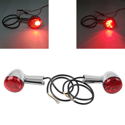LED Rear Turn Signals Light for Harley XL883 XL1200 Sportster 1992-22 Chrome+Red