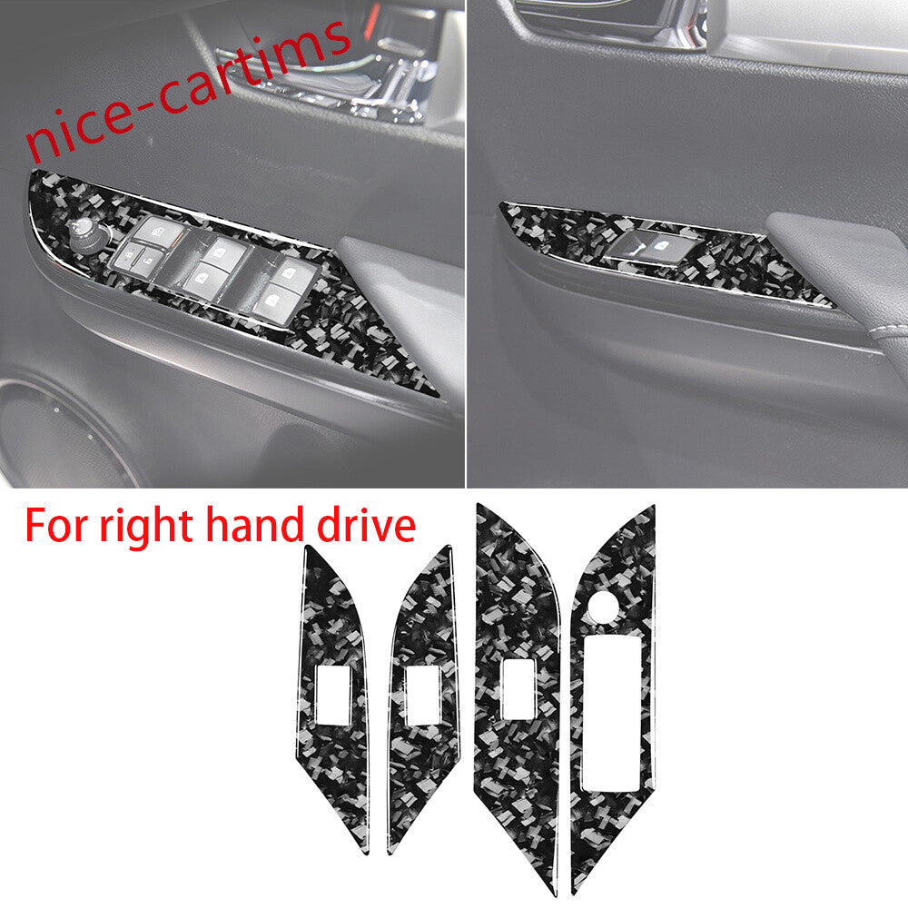 RHD Window Lift Switch Button Cover For T@yota Hilux Revo 2015-21 Forged Carbon