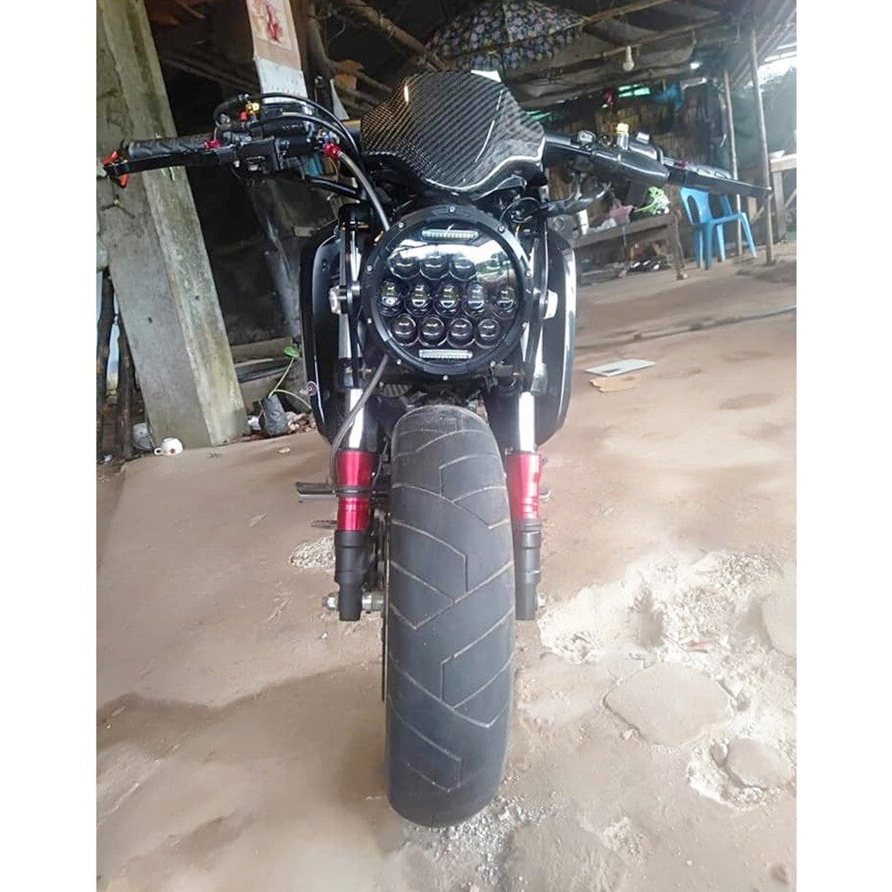Black, round, front-mounted CNC aluminum headlights suitable for Honda MSX125 MSX SF Grom