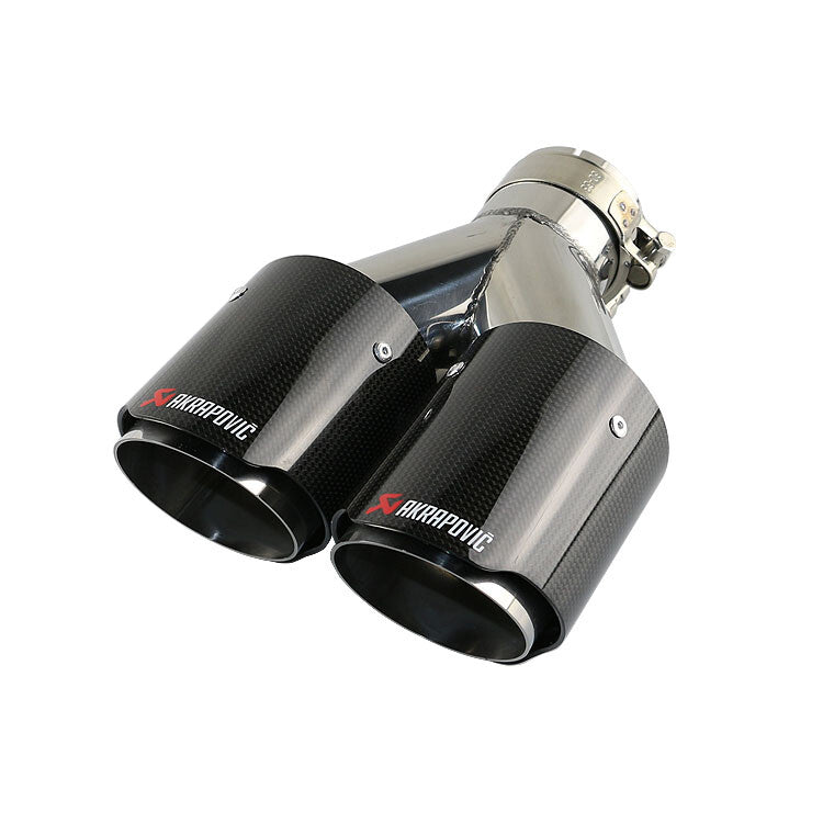 Pair For AK Carbon Fiber Exhaust Tip Dual Pipe ID:2.5 63mm OD:3.5 89mm Glossy