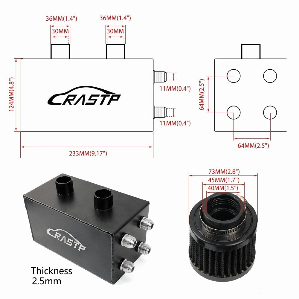 New Pro Series Oil Catch Can for Honda for Civic for Acura Integra 4 Port 10AN with Hose
