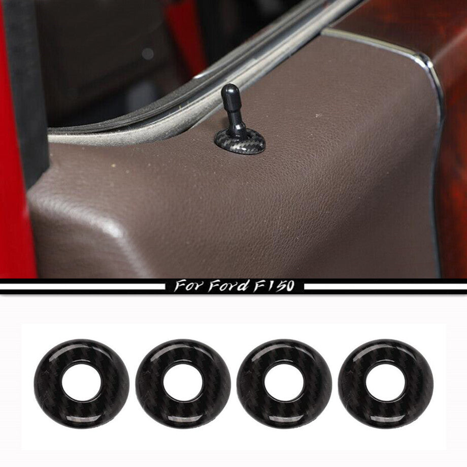 Car door lock pin cover decorative ring for Ford F150 15 - 2020 accessories carbon fiber