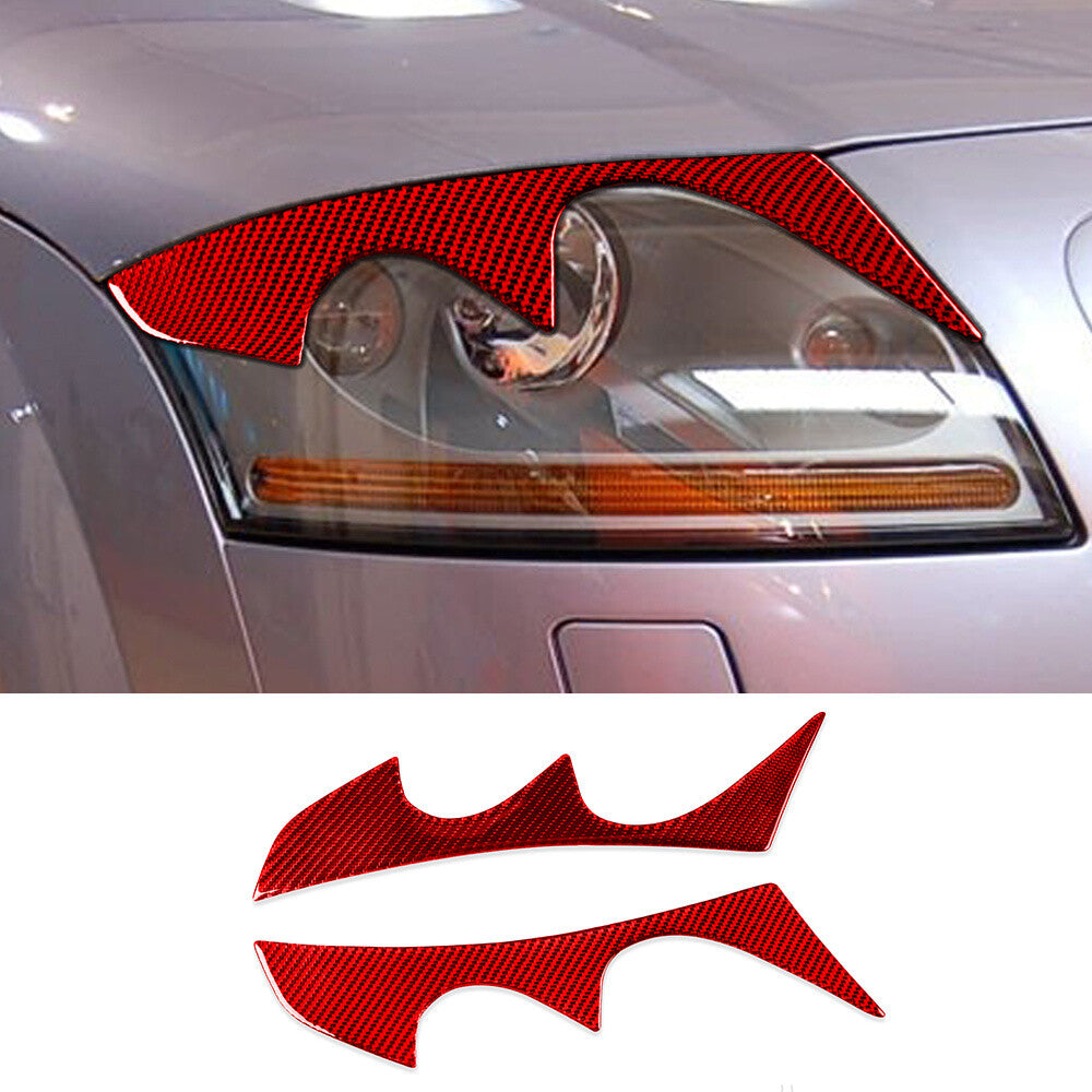 Red Carbon Fiber Front Headlight Eyelids Eyebrow Cover for Audi TT MK1 1998-2006