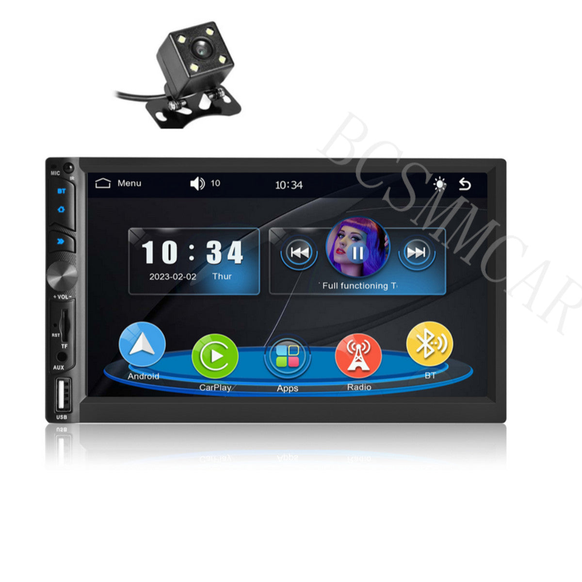 7in Double 2DIN Car Radio Bluetooth For Appple Carplay MP5 Player W/Rear Camera