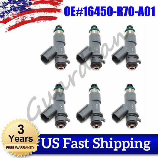 6 x Fuel Injectors for Honda Accord, for Acura MDX TL, TSX 3.5L, 3.7L 16450R70A01