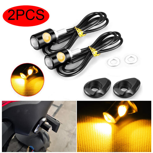 2PC Universal for Mini LED Motorcycle Turn Signal Indicator Amber Blinker Light Lamp