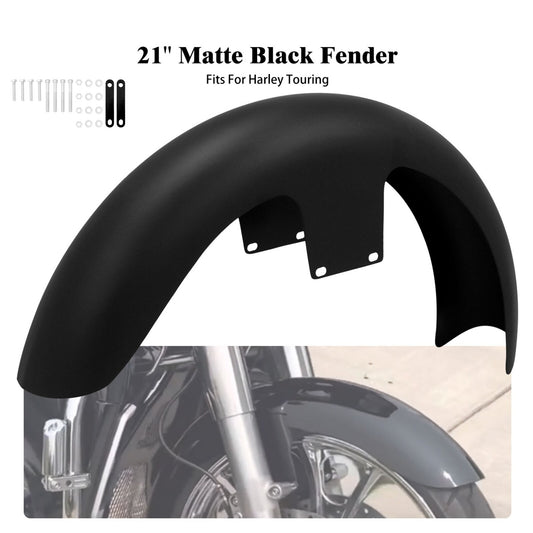 Matte Black 21 Wrap Front Fender for Harley Custom Baggers Electra Road Glide
