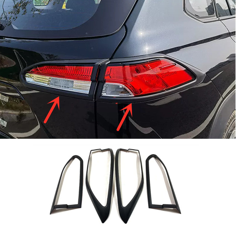 4P Matte Black Rear Tail Light Lamp Cover Trim for Toyota for Corolla Cross 22-2024