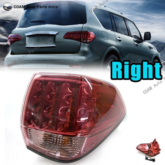 The right taillight is applicable to the for Infiniti QX56 (2011-2013) and the for Infiniti QX80 (2015-2017).