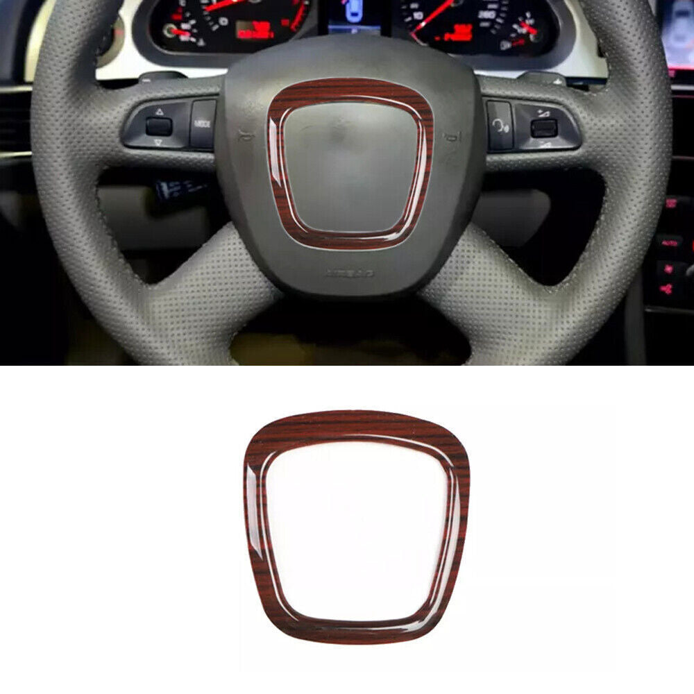 for Audi A6 2008-2011 Peach Wood Grain Inner Steering Wheel Horn Ring Trim Cover