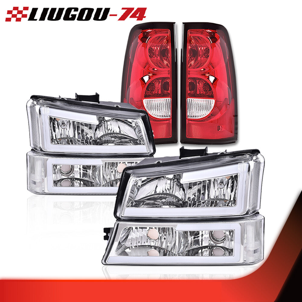 Transparent/chrome LED DRL headlights + taillights suitable for 03-07 Silverado/Avalanche