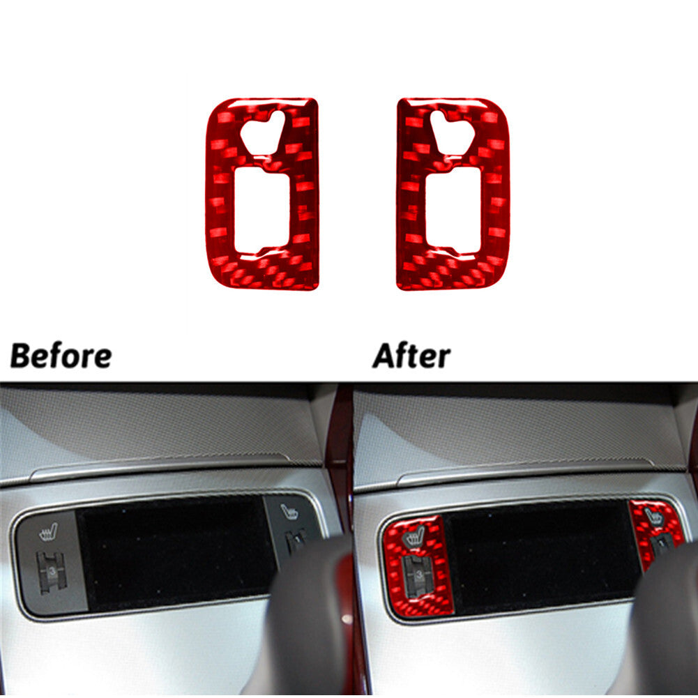 Red Carbon Fiber Inner for Seat Heating Panel Cover Trim for Hyundai Azera 2006-2011