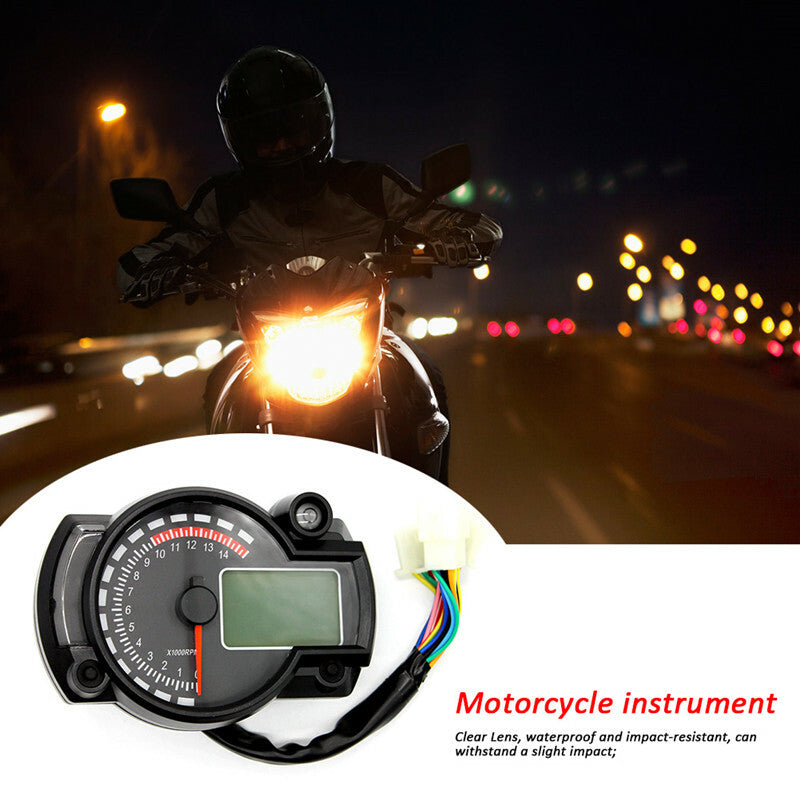 Motorcycle Speedometer 7 Colors LCD Digital Odometer Dashboard Carburetor Meter