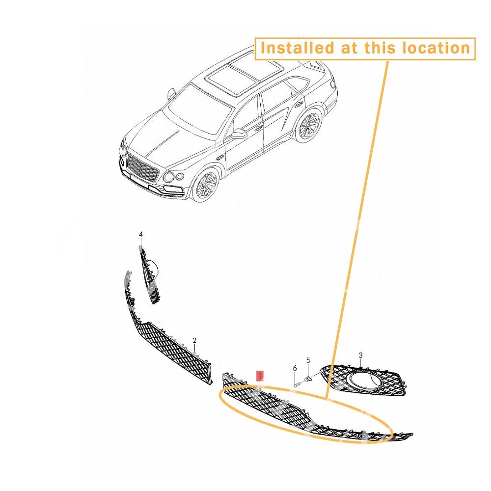 for Bentley for Bentayga front bumper lower left grille : 36A807647