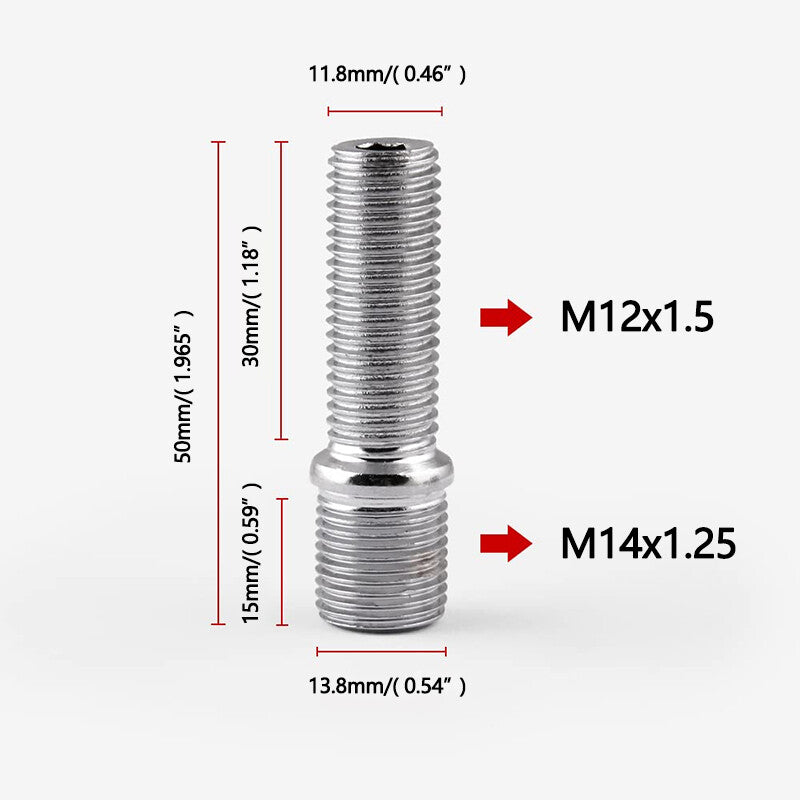 20¡ÁM141.25 to 12x1.5 Extended Wheel Stud Conversion Tall Lug Bolt Screw Adapter