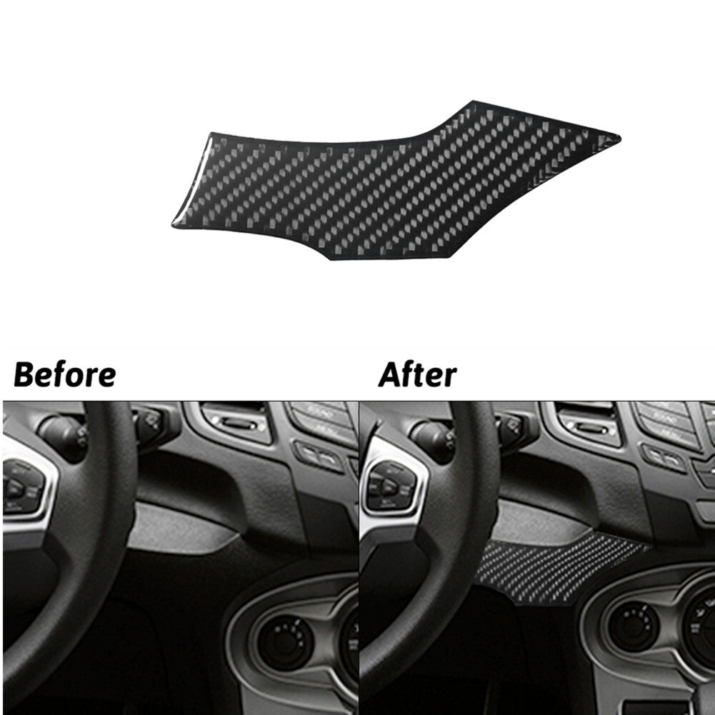 Carbon Fiber Below Of Climate Control Cover Trim for Ford Fiesta 2011-2015