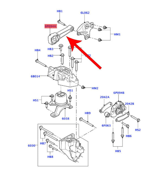 LR000597 Engine Mount for Land Rover LR2 3.2 2008 - 2012