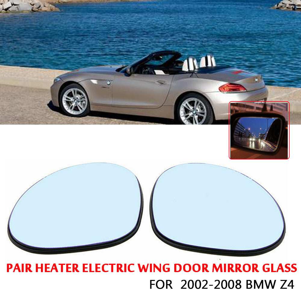 For 2002¨C2008 for BMW E85 Z4 M Coupe Wing Heated Mirror Glass Blue Left+Right Side