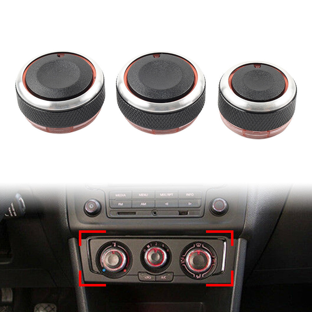 for VW Polo 2004-2013 3x Air Conditioning Heat Control Knob A/C Switch Decor