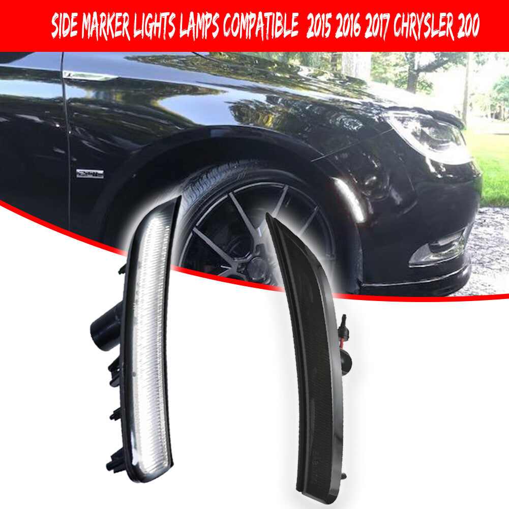 [Plug and Play] Smoked Lens with White Front Marker Light for 2015-17 for Chrysler 200