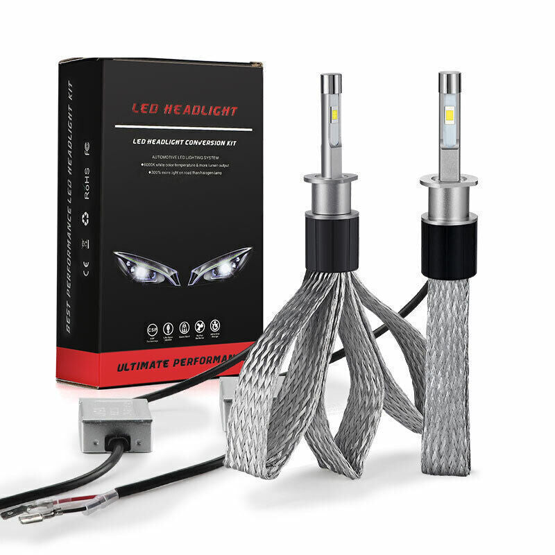 2x 55W 10000LM H1 Canbus LED Headlight Bulb Kit 12V 6000K Xenon White Hi/Lo Beam