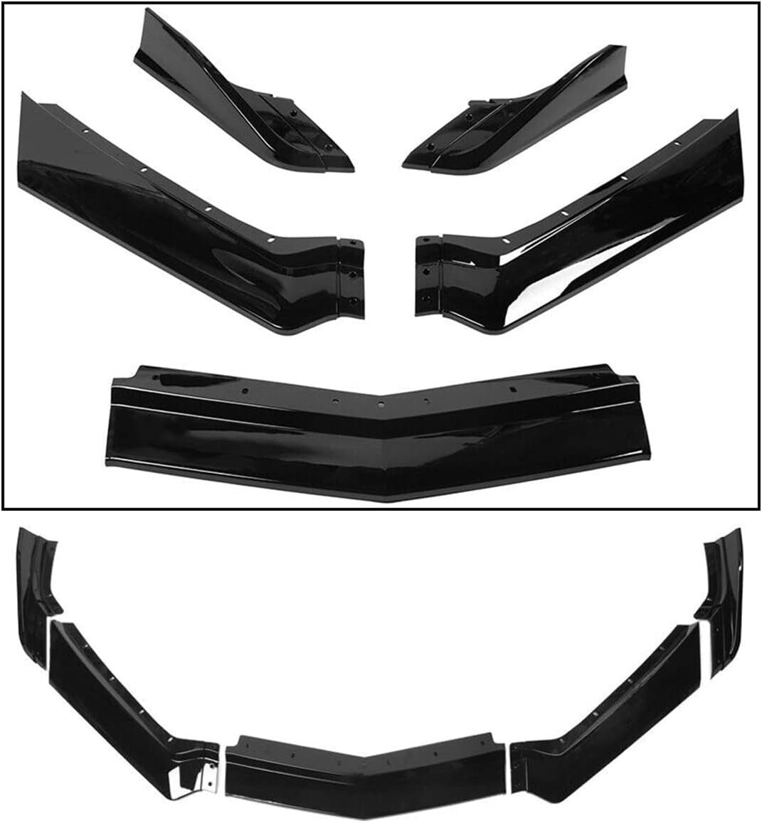 Front Bumper Lip Spoiler Splitter for Corvette C8 20-2022 5VM Style Glossy Black